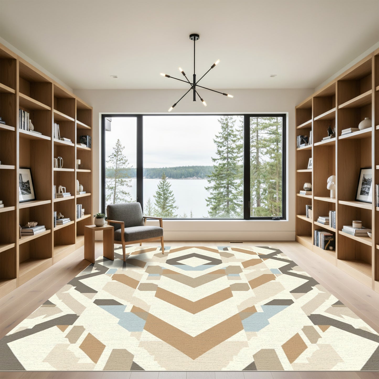 Earthy Geometric Abstract Composition Rug