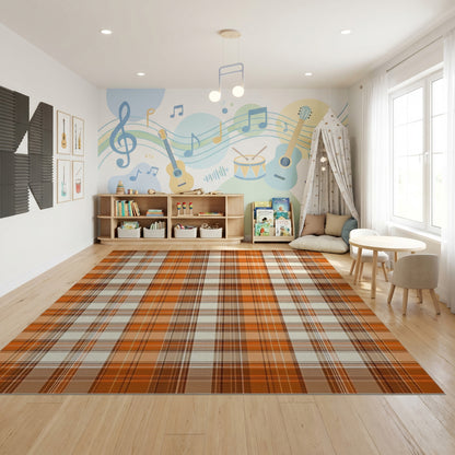 Rustic Orange Plaid Warm Tones Rug