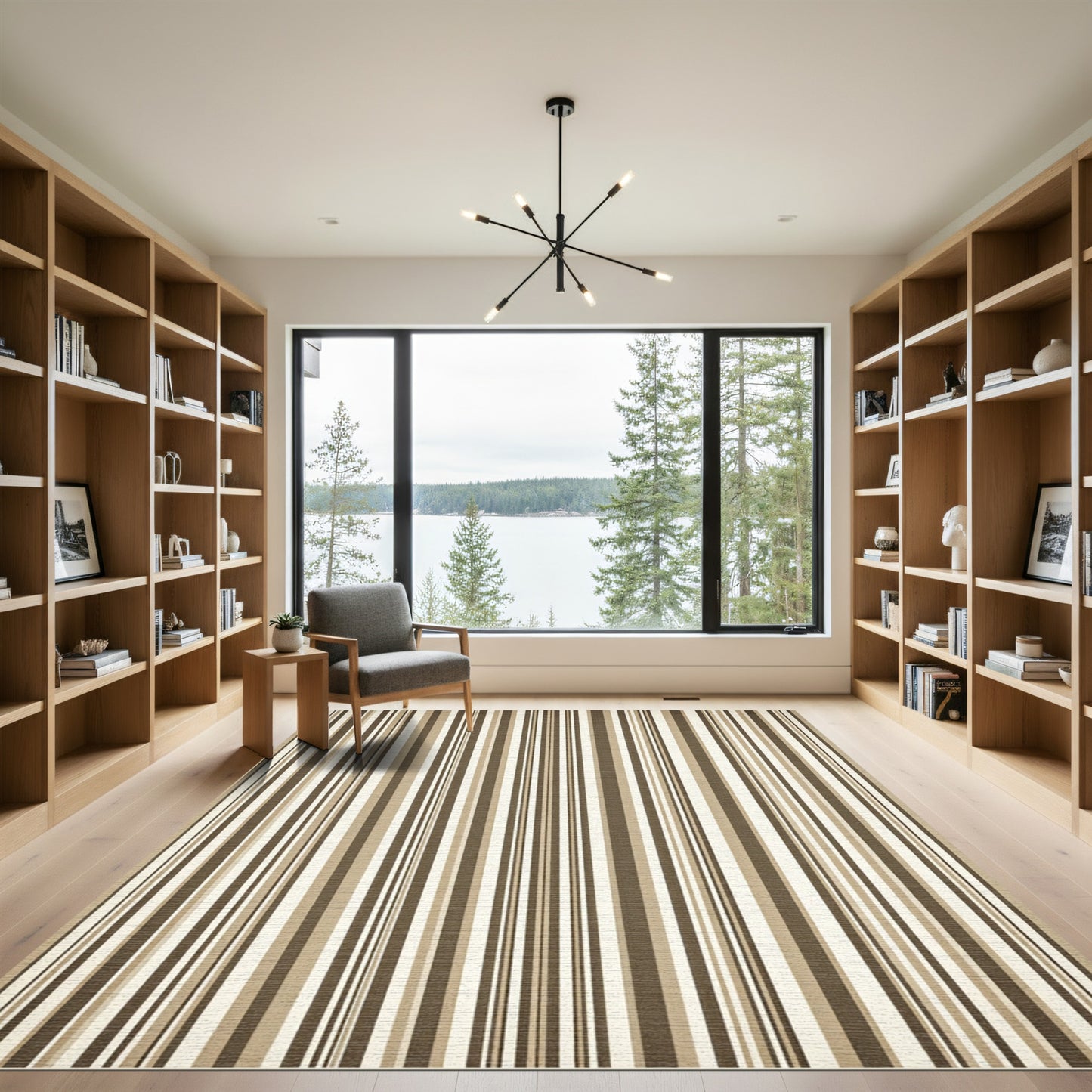 Subtle Vertical Stripe Earth Tones Rug