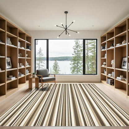 Subtle Vertical Stripe Earth Tones Rug
