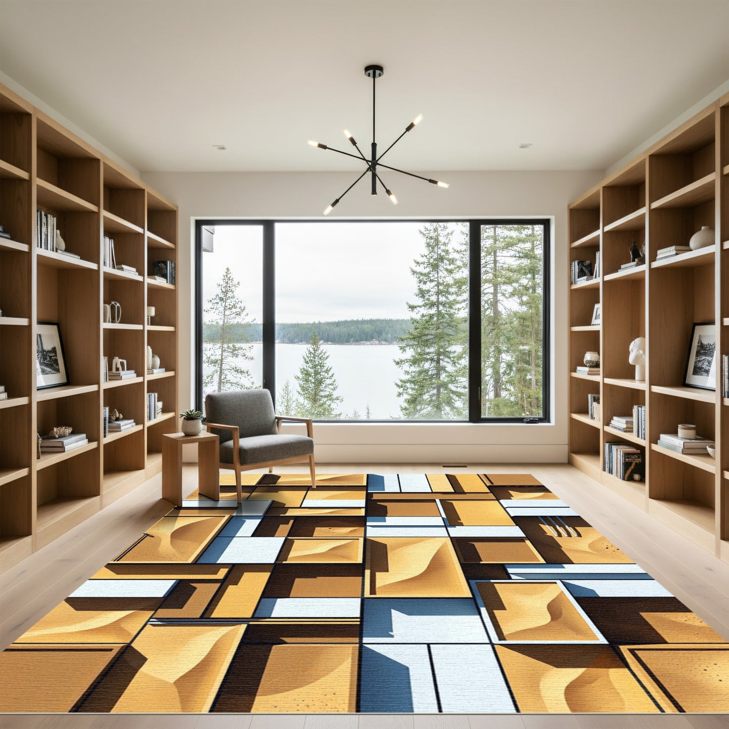 Neutral Dunes Geometric Composition Rug