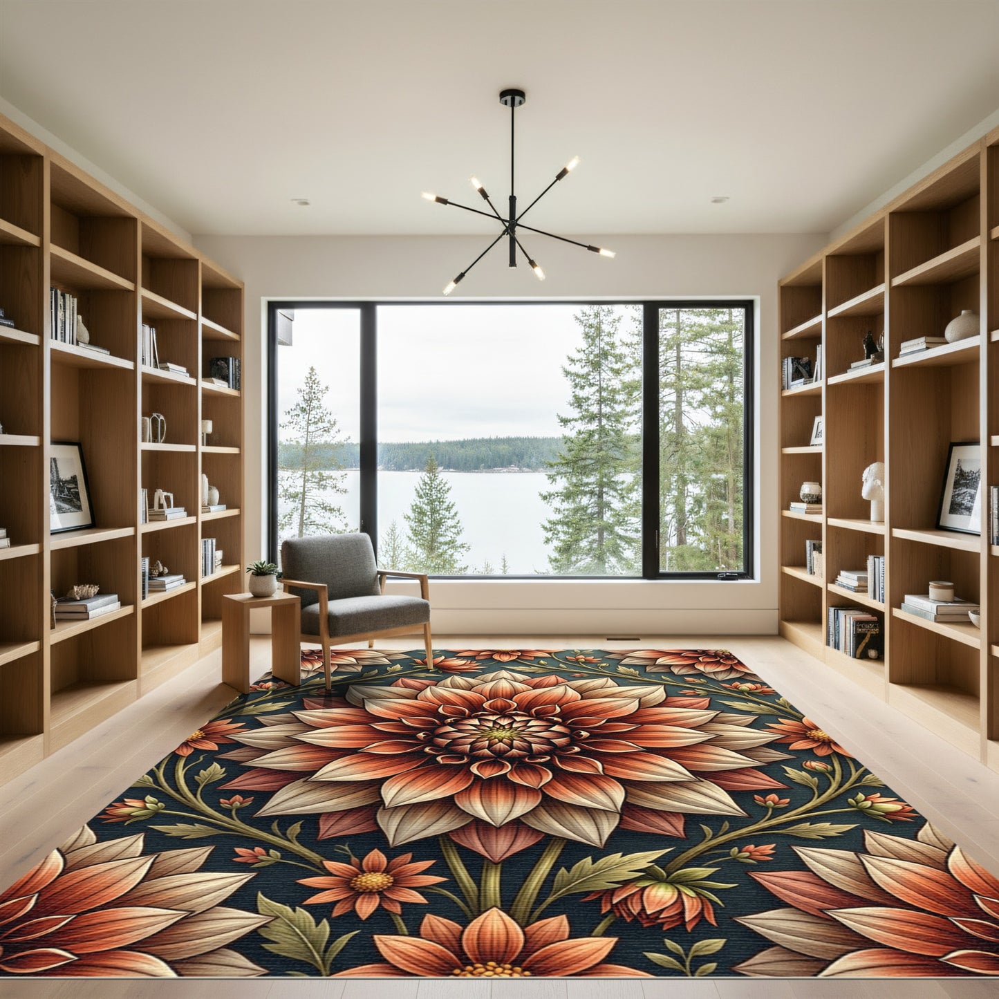 Terracotta Floral Symmetry Bloom Rug