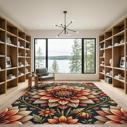 Terracotta Floral Symmetry Bloom Rug