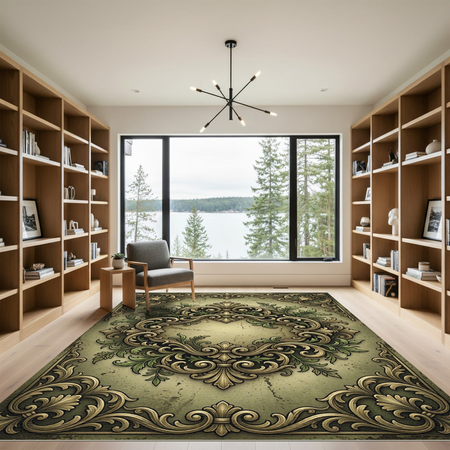 Ornate Antique Gold Scroll Acanthus Rug