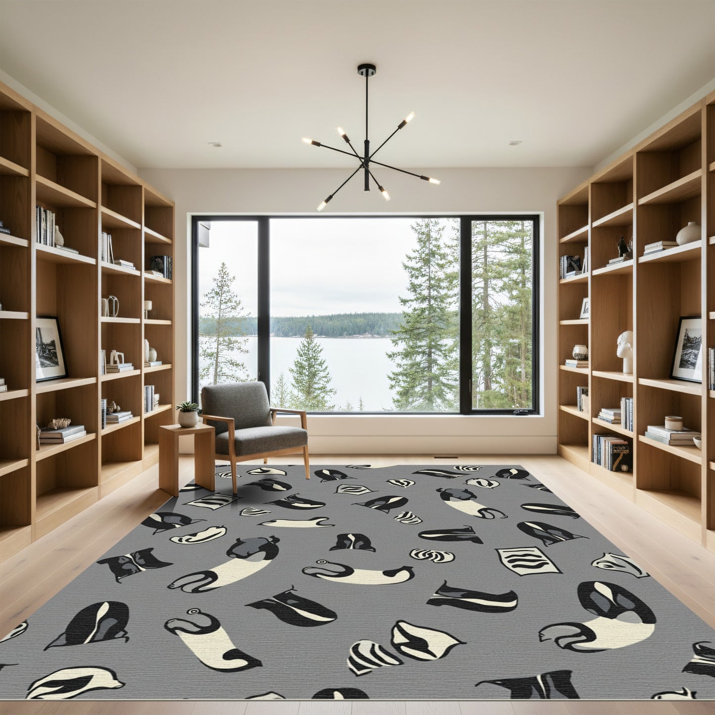 Whimsical Black Stripe Animal Rug