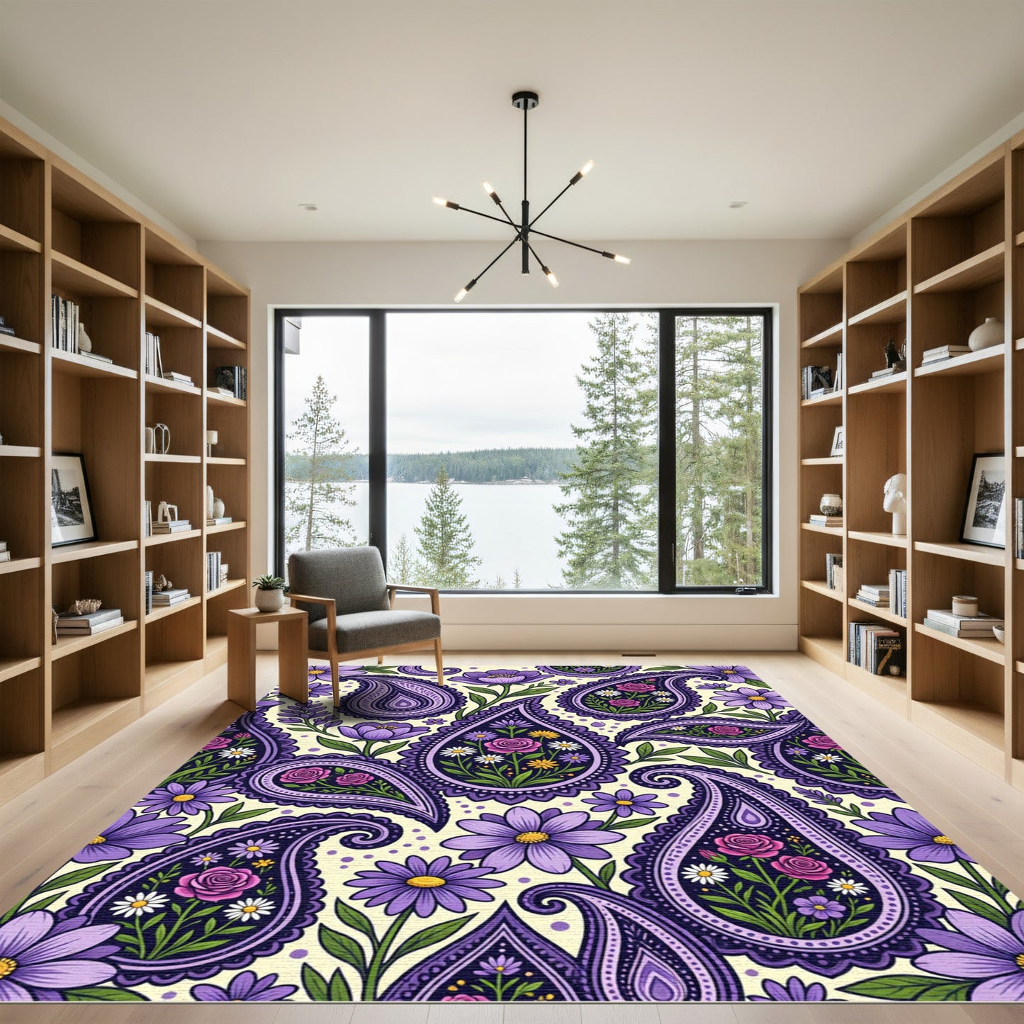 Purple Floral Paisley Meadow Rug