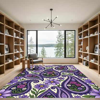 Purple Floral Paisley Meadow Rug