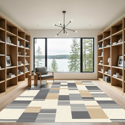 Modern Geo Stripe Block Rug