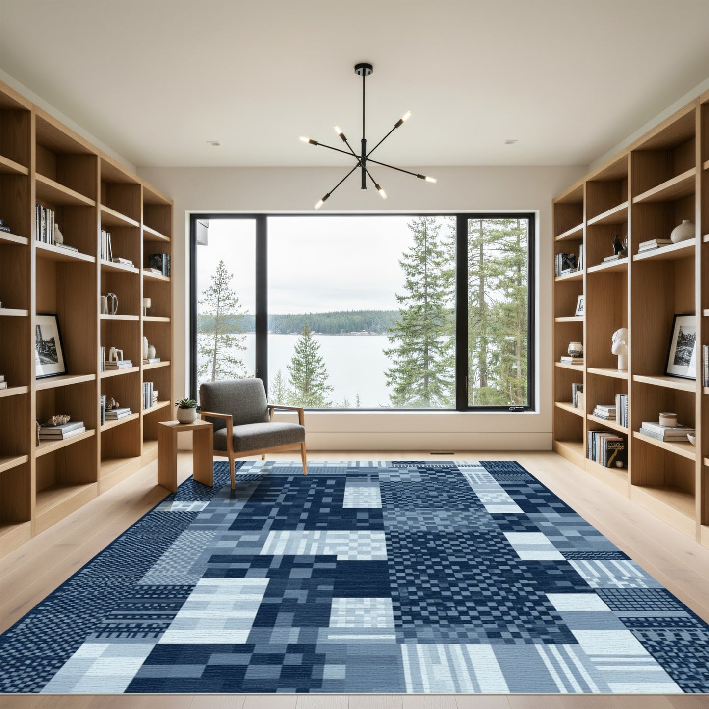 Indigo Patchwork Geometric Rectangle Rug