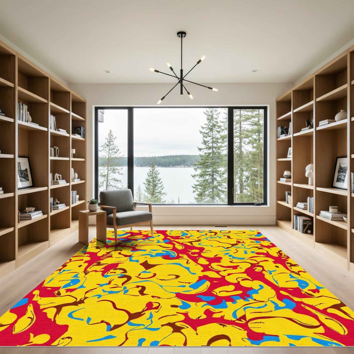 Abstract Yellow Red Blue Blob Rug