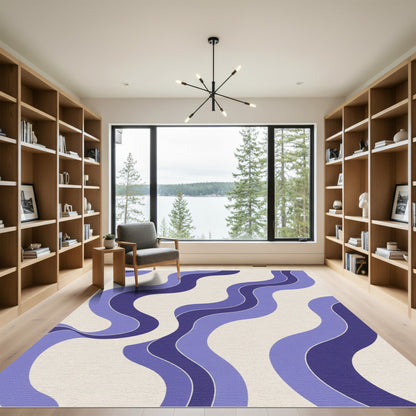 Retro Purple Wave Layers Rug