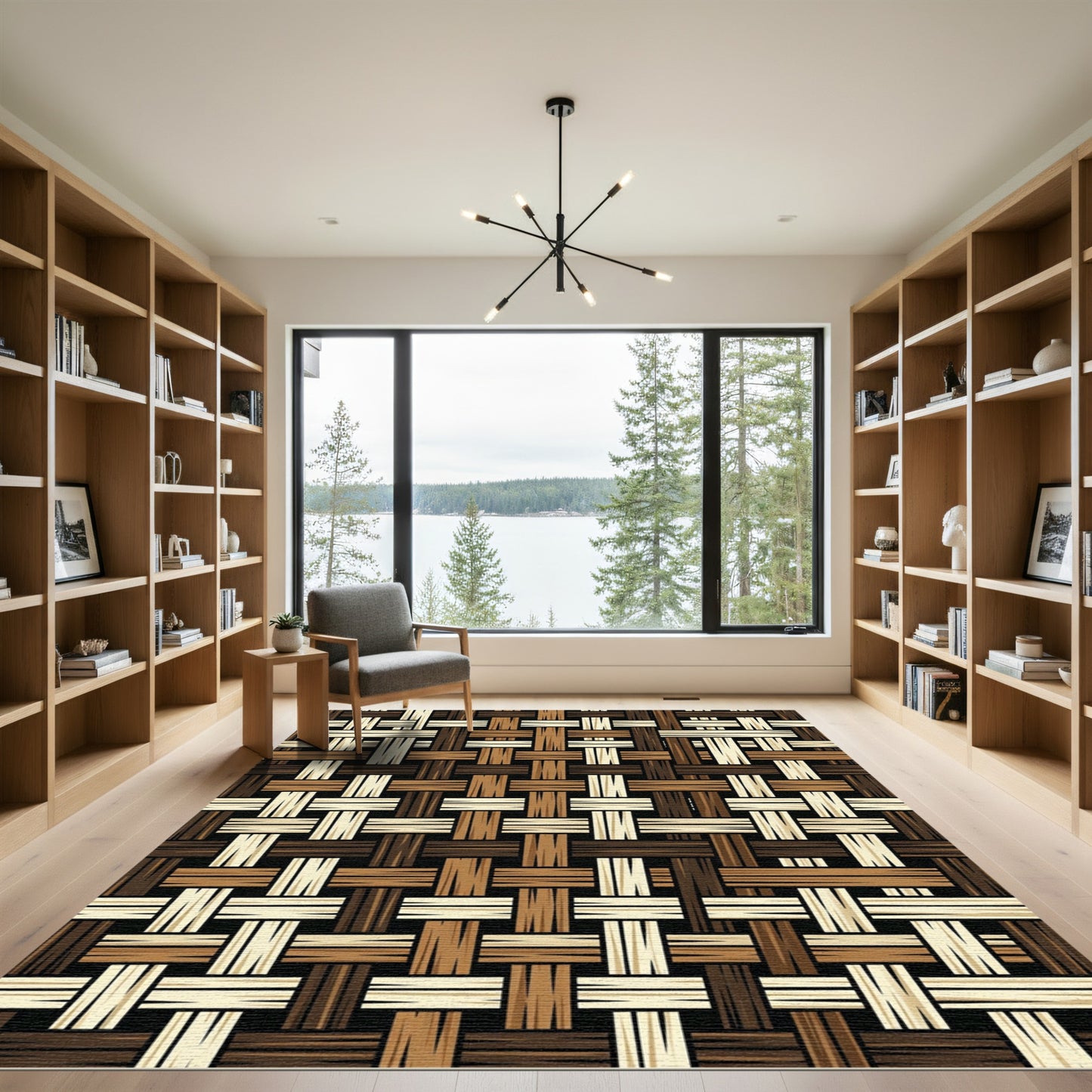 Woven Earth Tones Interlocking Threads Rug
