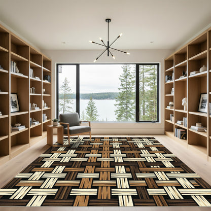 Woven Earth Tones Interlocking Threads Rug