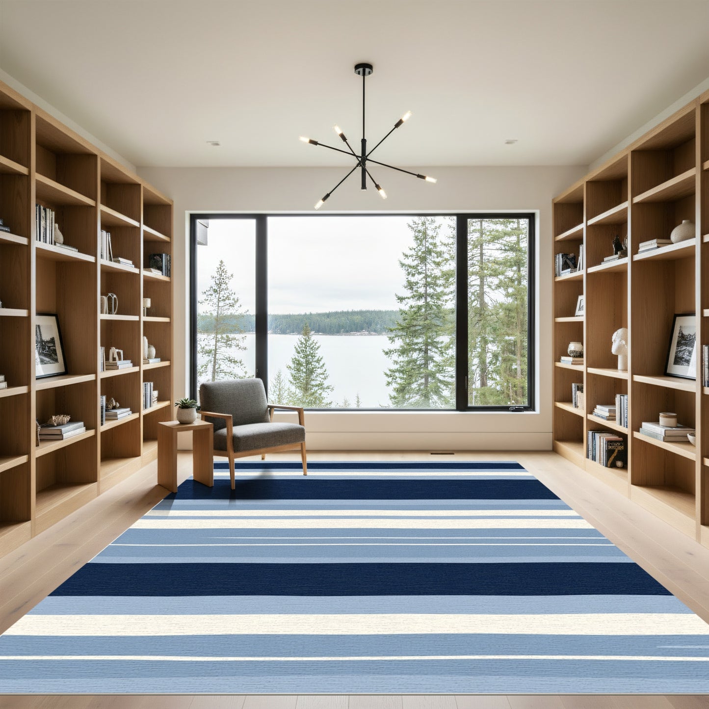 Midnight Blue Horizontal Stripe Rug