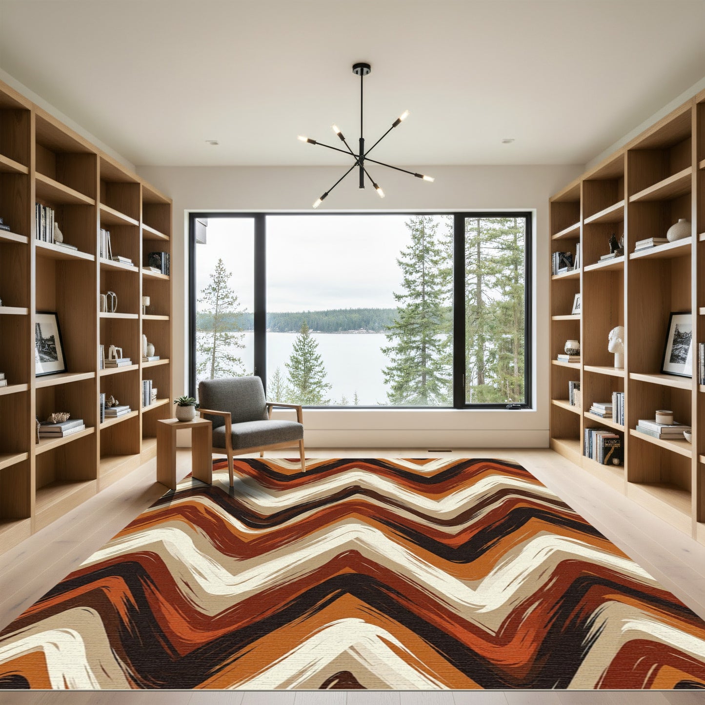 Earthy Tones Brushstroke Chevron Rug