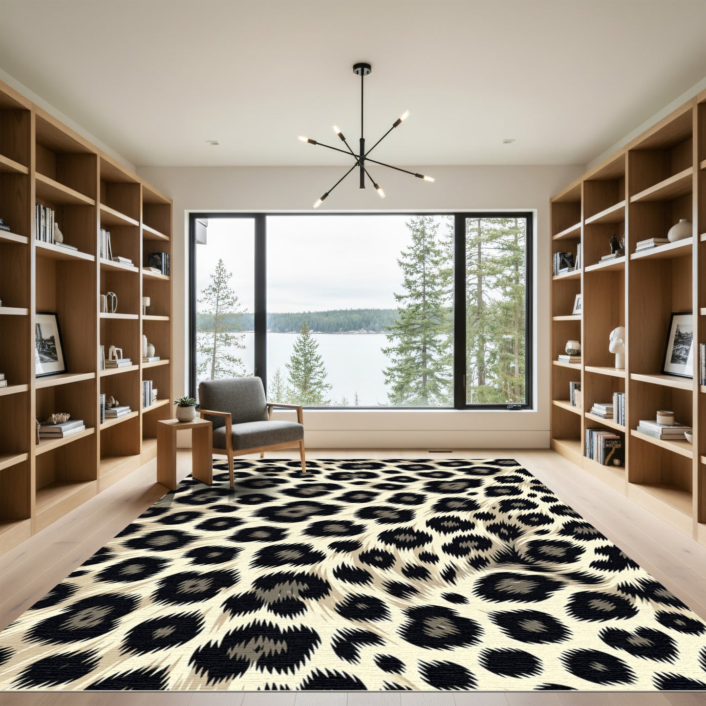 Bold Neutral Leopard Animal Skin Rug