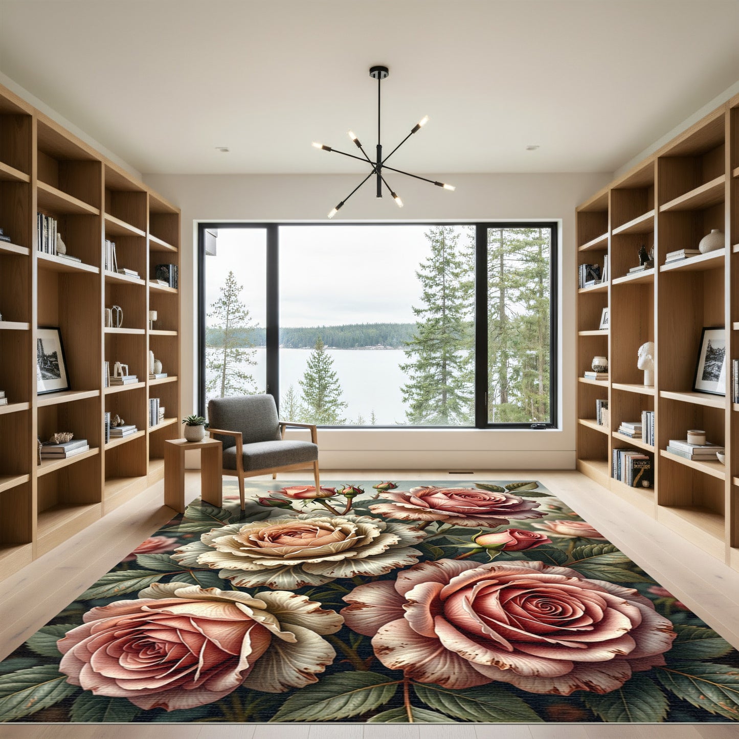 Vintage Pastel Rose Garden Bouquet Rug