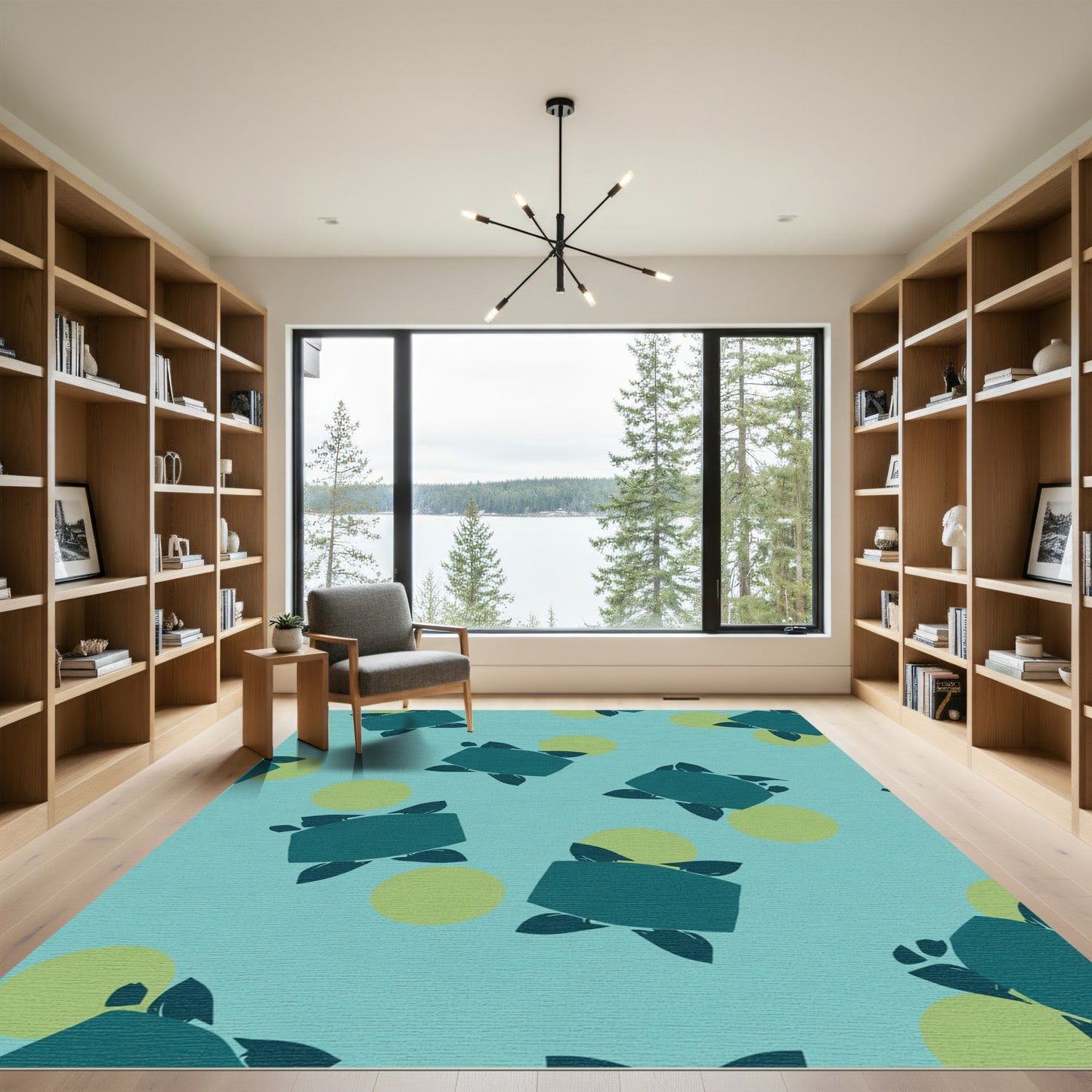 Teal Turtle Yellow Circle Sea Rug