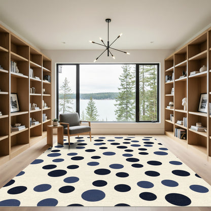 Classic Navy Blue Polka DotRug Rug