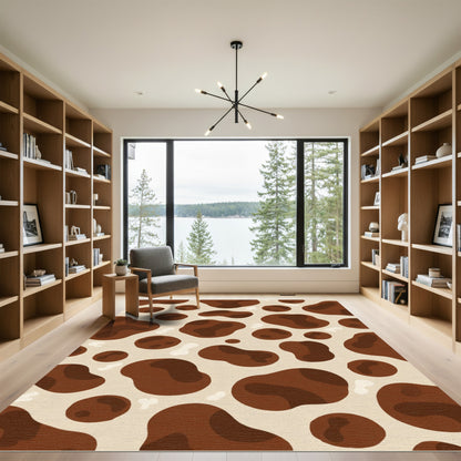 Brown Cow Print Patchwork Rug