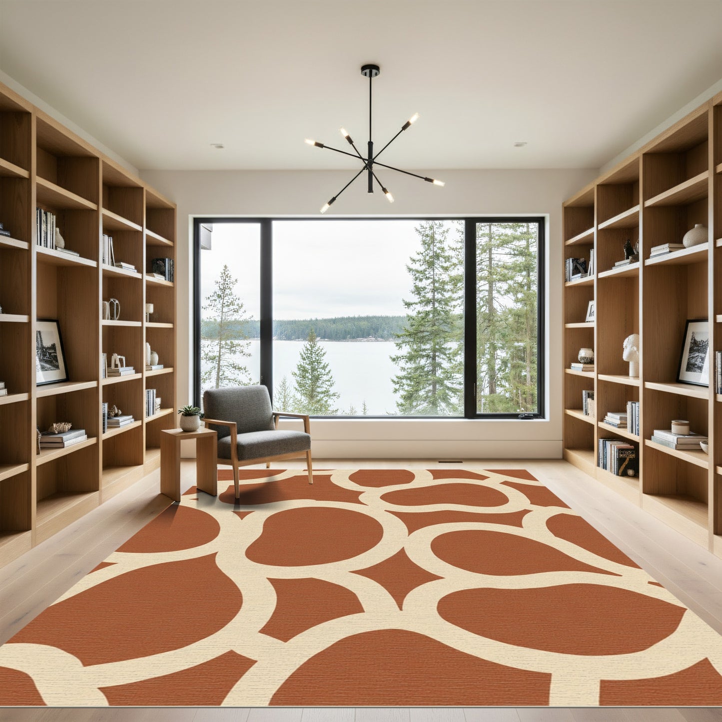 Terracotta Cream Organic Blob Rug