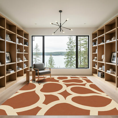 Terracotta Cream Organic Blob Rug