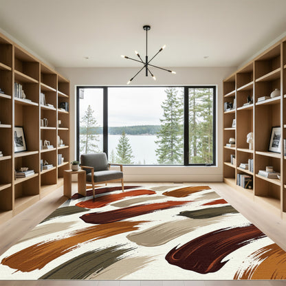 Earthy Toned Abstract Brush Strokes Rug