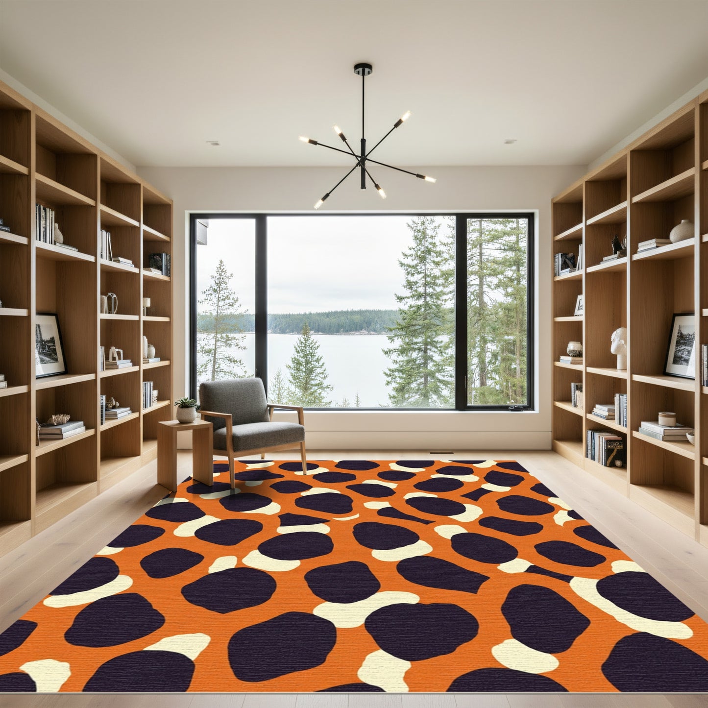 Bold Orange Animalistic Spot Rug