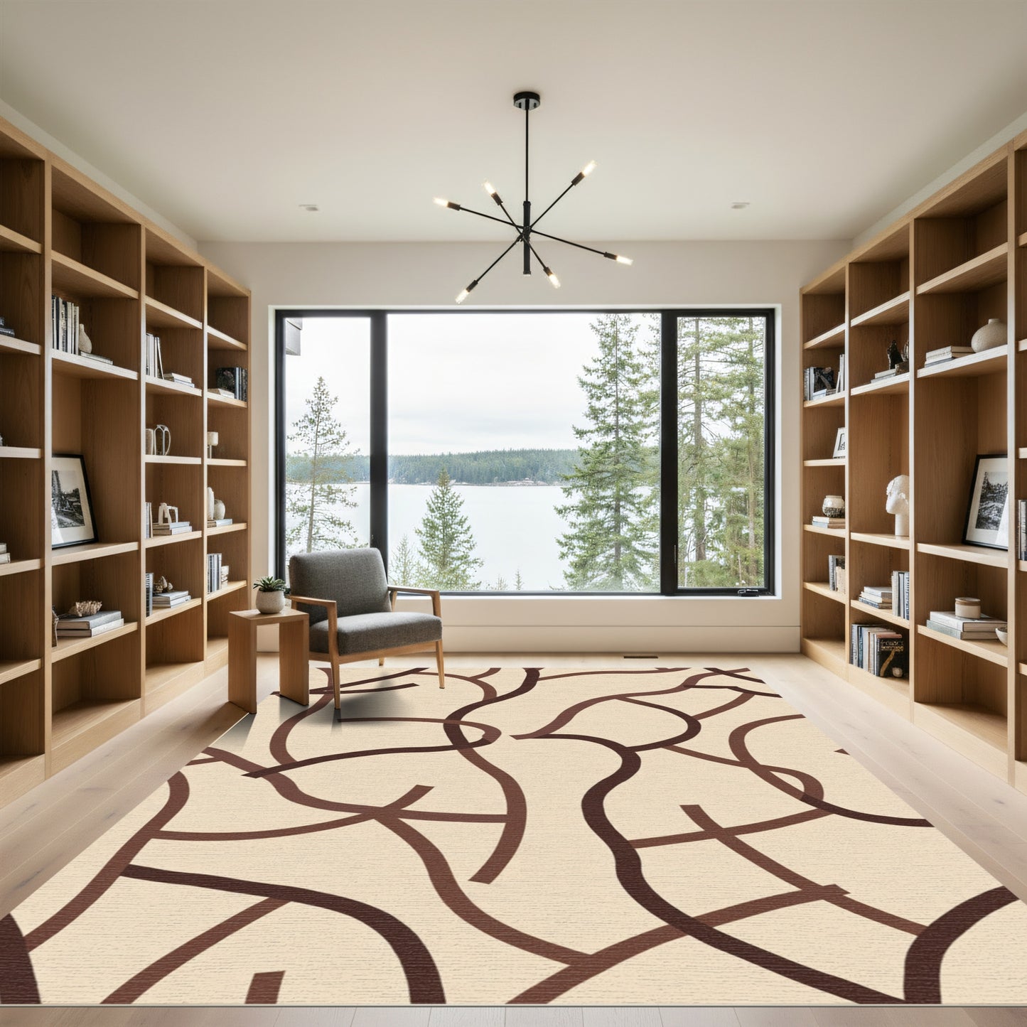 Earthy Abstract Intertwined Lines Rug