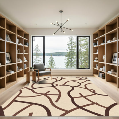 Earthy Abstract Intertwined Lines Rug