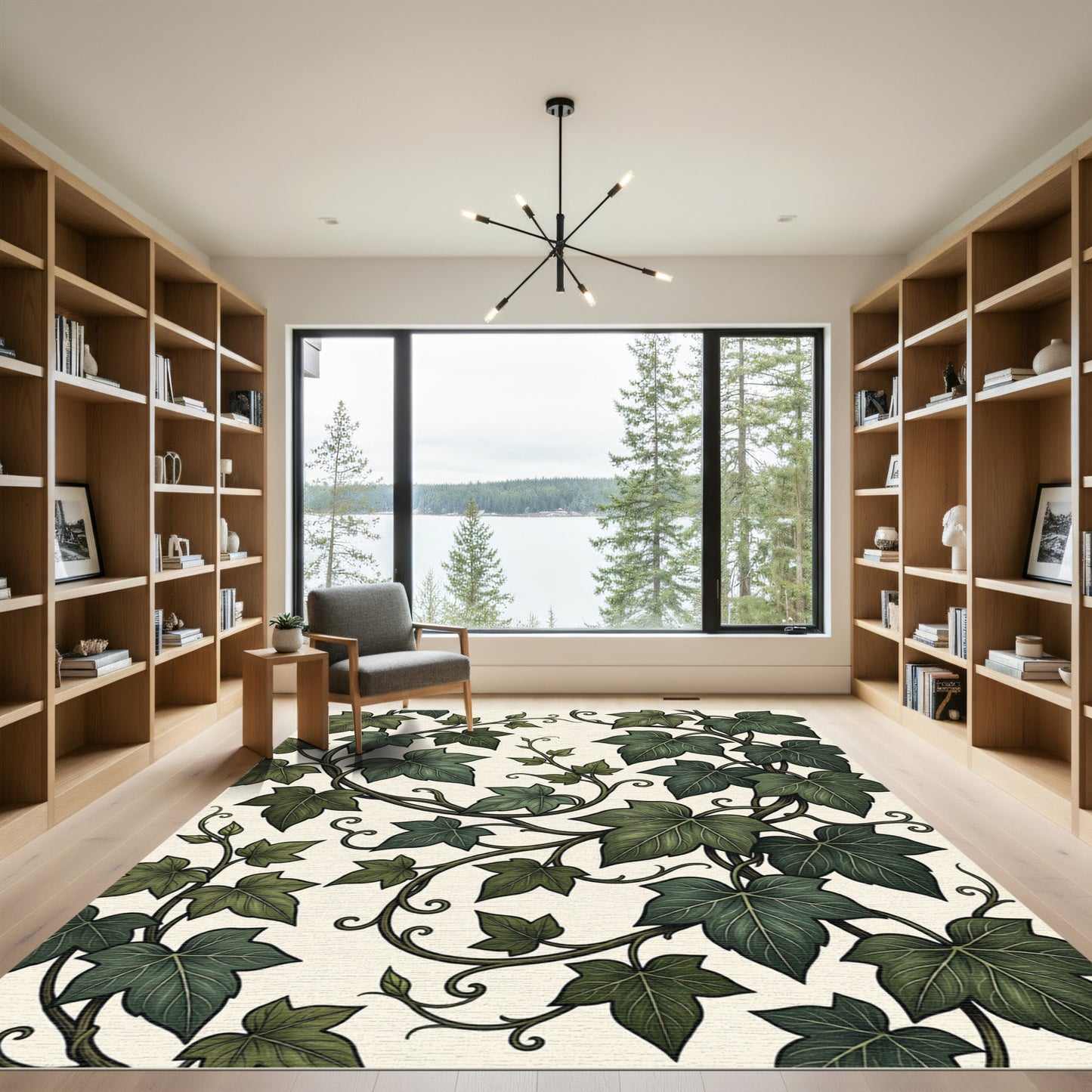 Lush Green Ivy Leaf Botanical Vine Rug