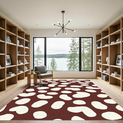 Brown Cream Amoeba Blob Pattern Rug