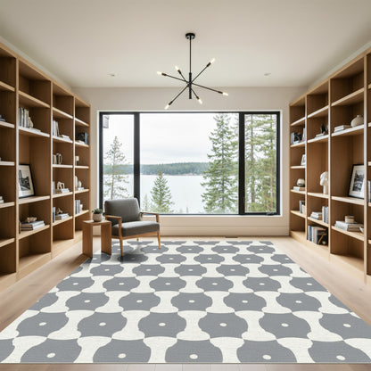 Mid Century Gray Dumbbell Chain Rug