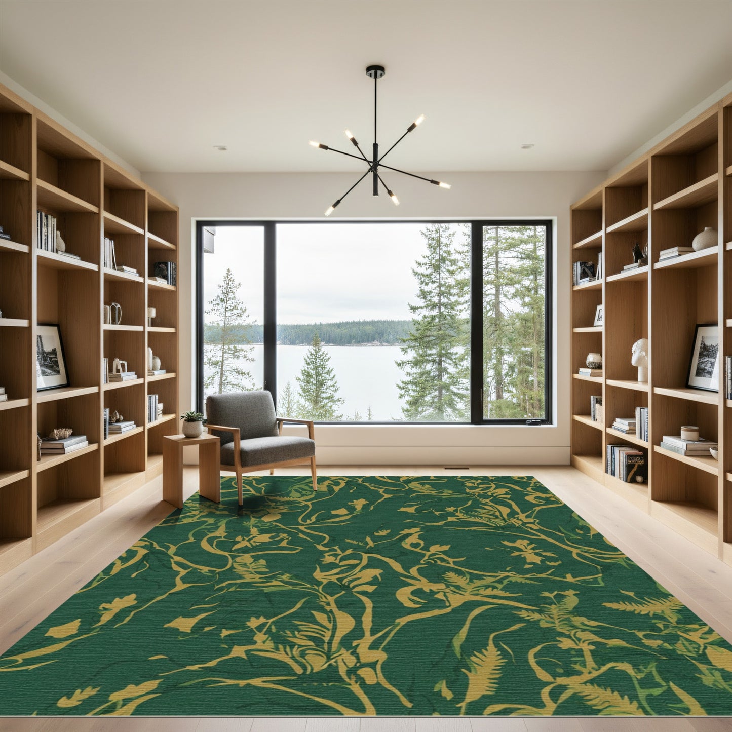 Deep Emerald Botanical Vine Rug