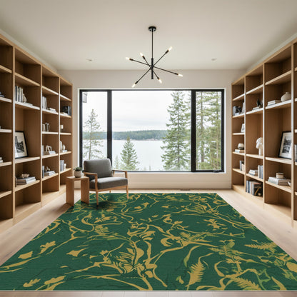 Deep Emerald Botanical Vine Rug