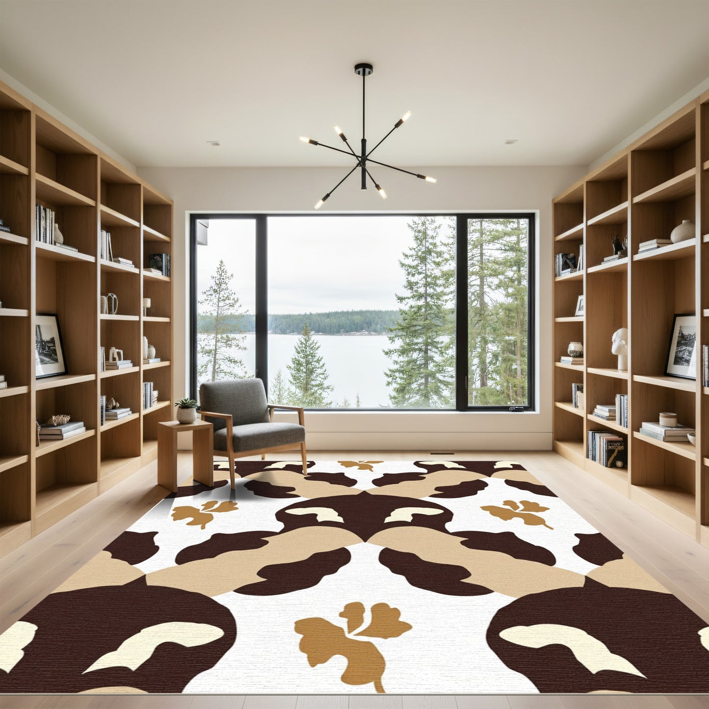 Warm Earthy Tones Camouflage Floral Rug