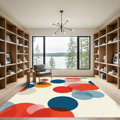 Abstract Colorful Circles Arrangement Rug