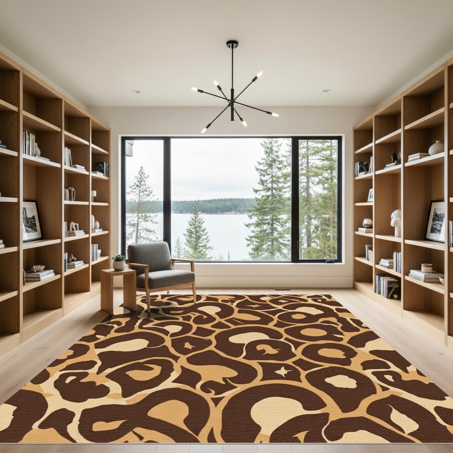 Brown Tan Abstract SpotsRug Rug