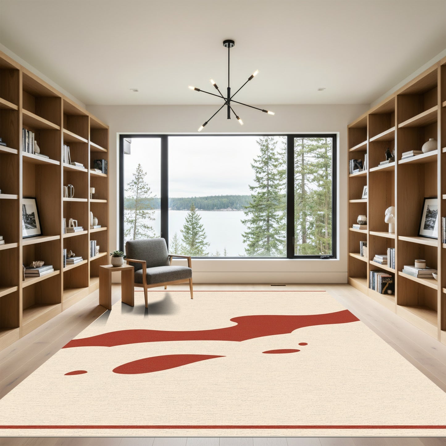 Crimson Abstract Organic Flow Rug