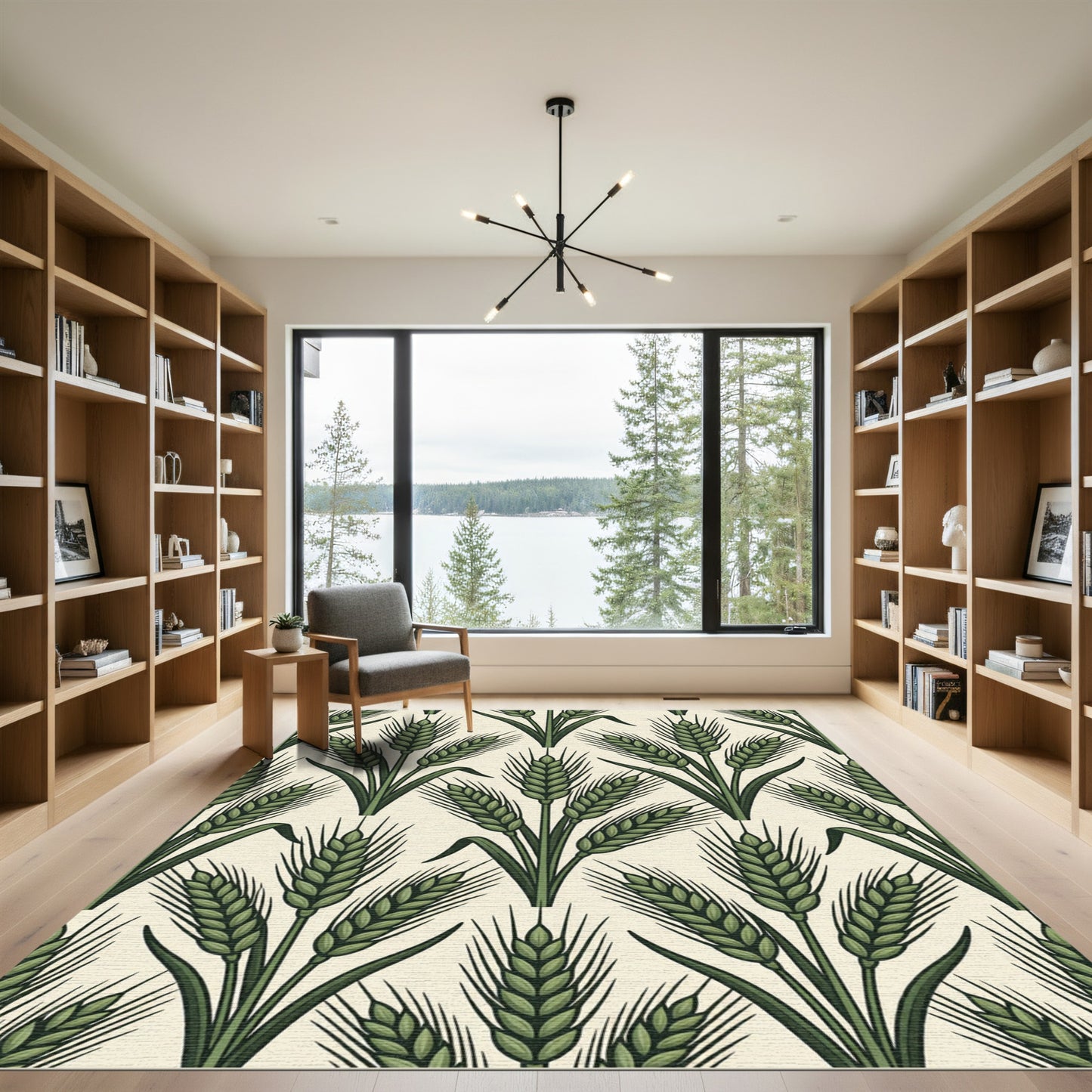 Green Wheat Field Repeating Composition Rug