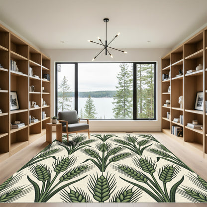 Green Wheat Field Repeating Composition Rug