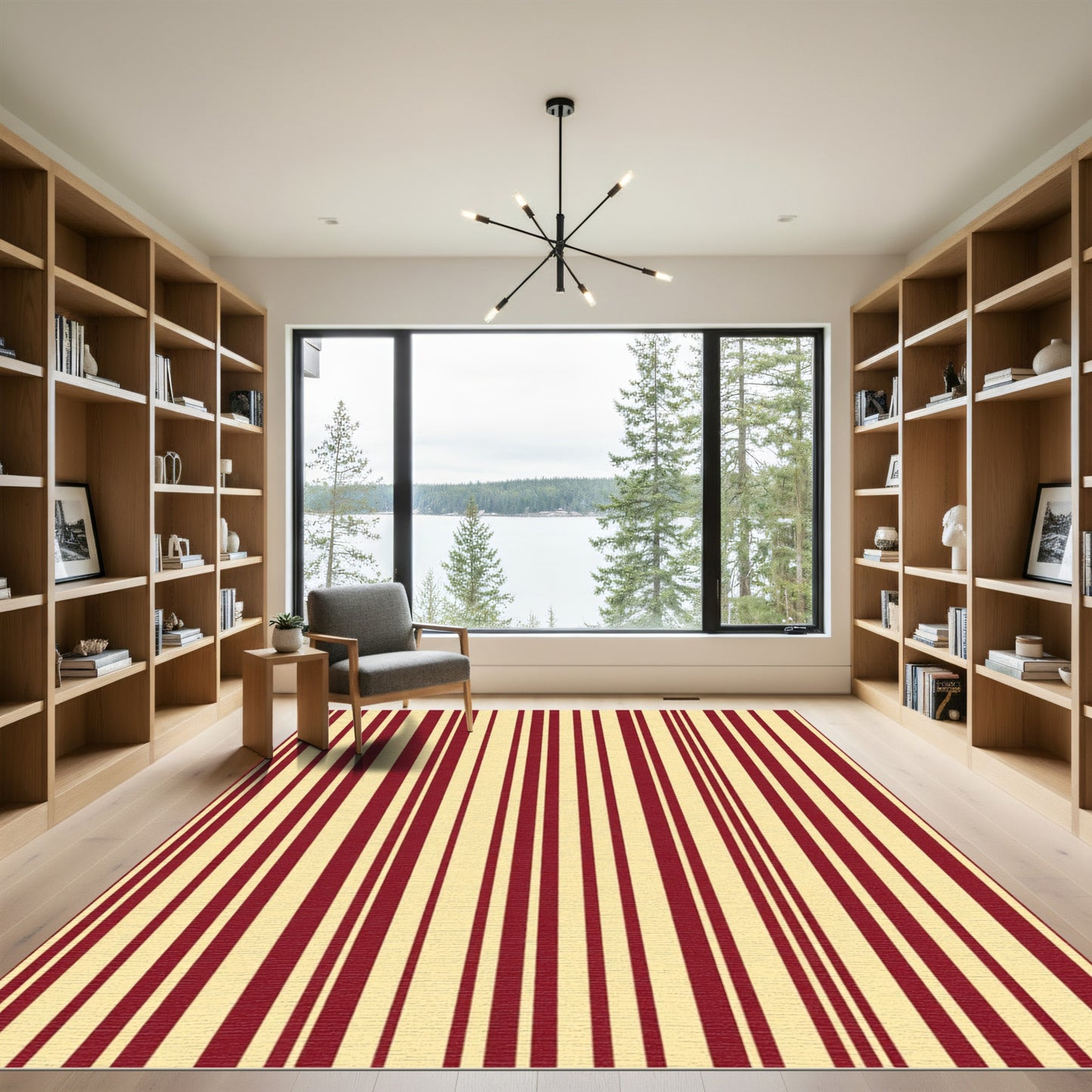 Crimson Yellow Vertical Stripes Rug