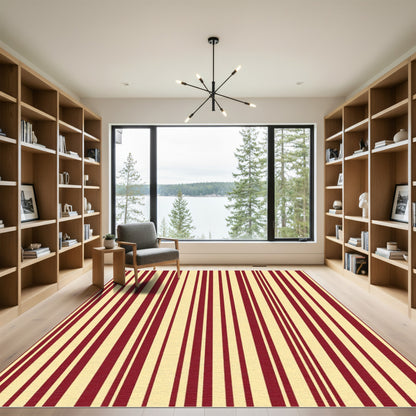 Crimson Yellow Vertical Stripes Rug