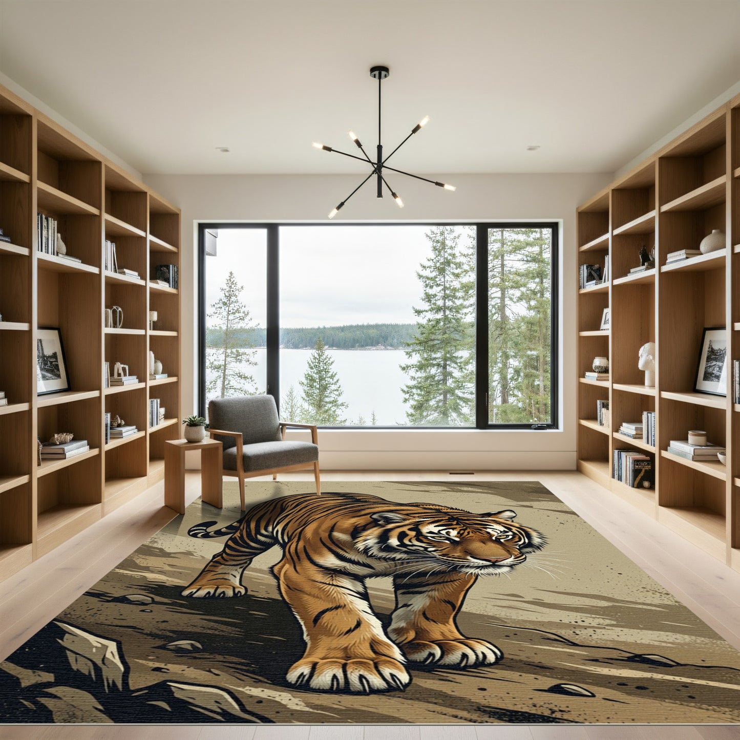 Majestic Orange Tiger Bold Stripes Rug