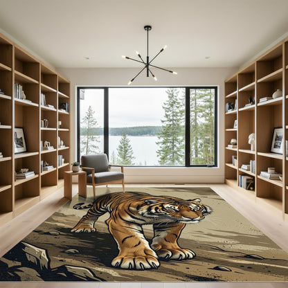 Majestic Orange Tiger Bold Stripes Rug
