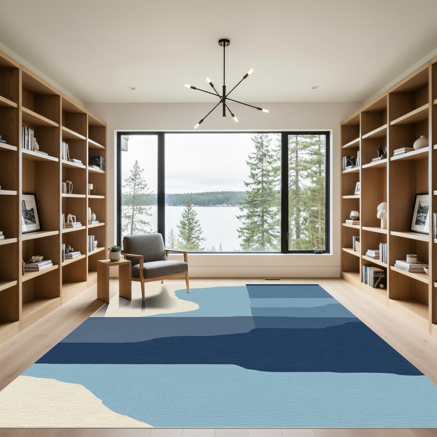 Coastal Blue Layered Landscape Rug