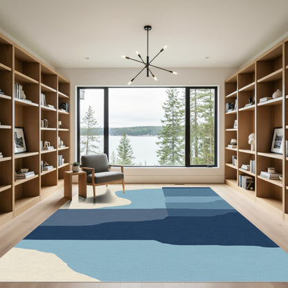 Coastal Blue Layered Landscape Rug