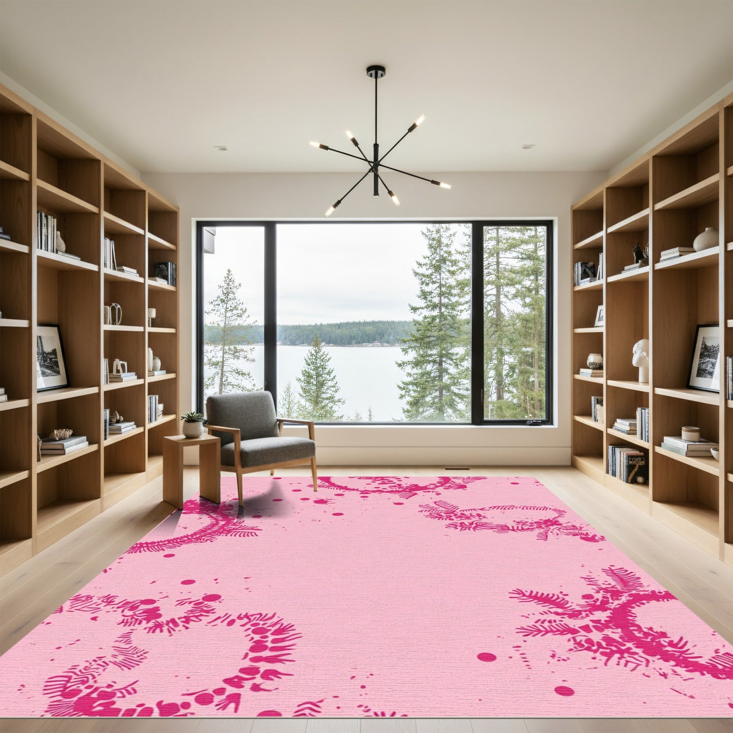 Pink Magenta Floral Swirl Rug