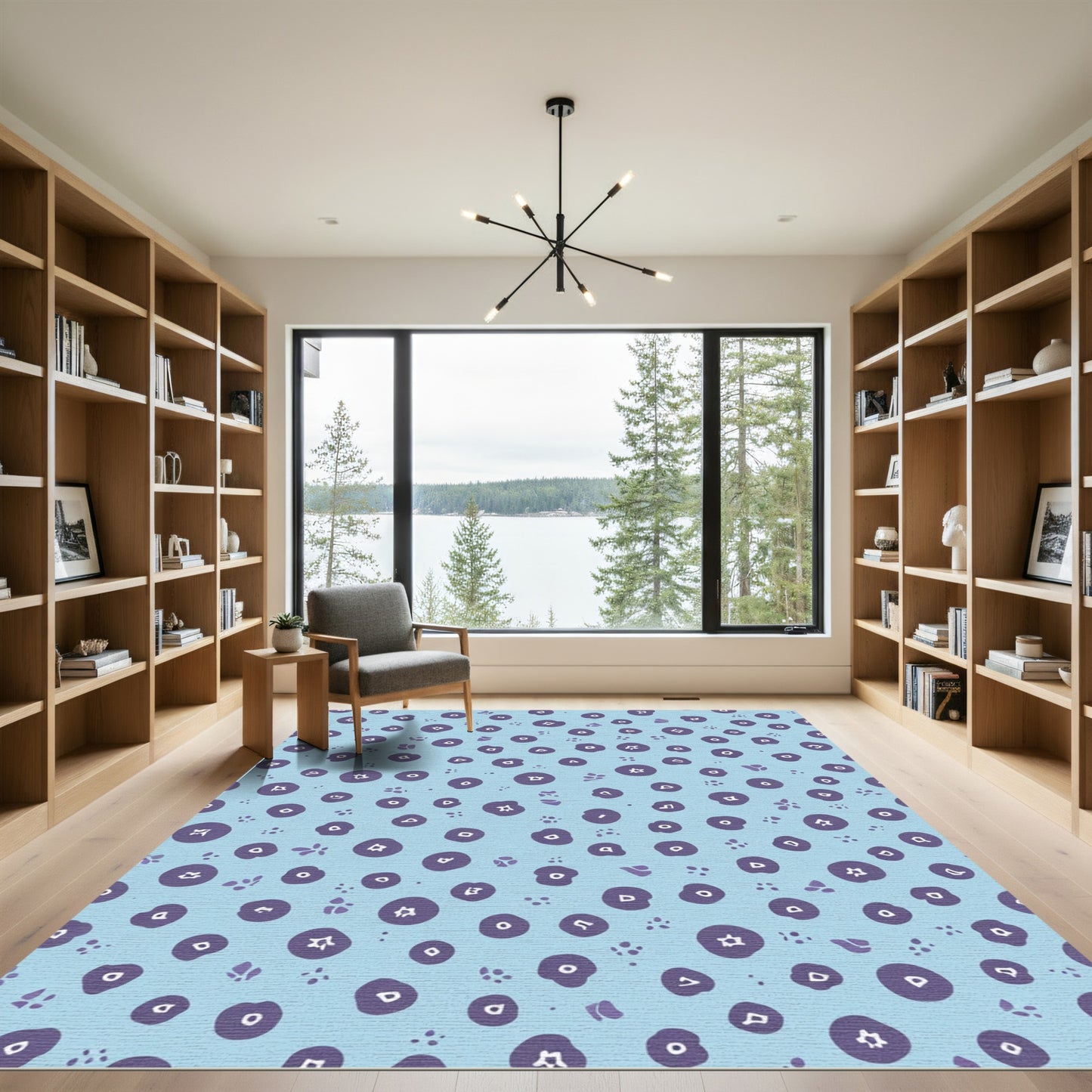Periwinkle Blue Purple Scattered Circles Rug