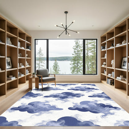 Ethereal Blue Smoky Cloud Sky Rug